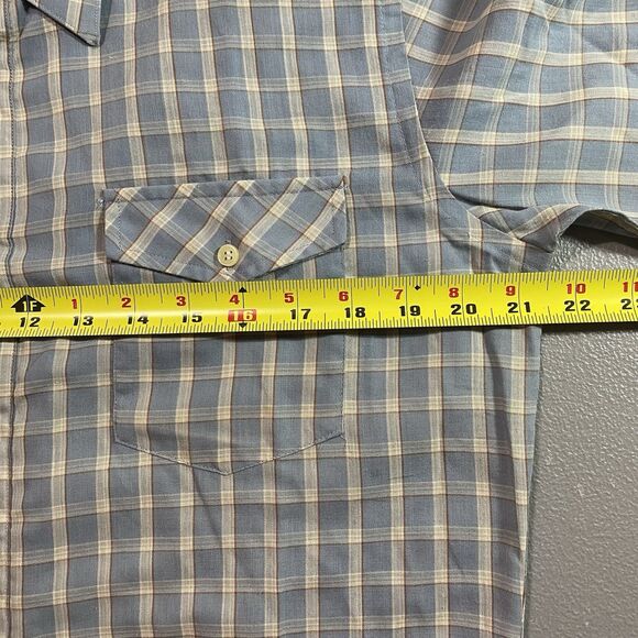Vintage JORDACHE Plaid Button Front Long Sleeve Shirt Mens L Blue White Retro - Picture 7 of 10